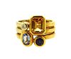 Manfredi 18K Gold Diamond Multi Color Stone Ring