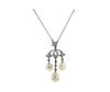 Antique Platinum Gold Diamond Pearl Pendant Necklace
