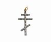 Antique 18K Gold Silver Diamond Orthodox Cross Pendant
