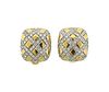 18k Gold Diamond Checkerboard Earrings