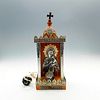 Religious Greek Orthodox Wooden Madonna Light Shrine