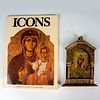 2pc Byzantine Icon Art and Book, Images of Mary and Jesus