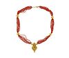 22K Gold Red Stone Multi Strand Necklace