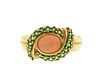 10K Gold Pink Stone Green Stone Ring