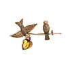 Antique Victorian 9K Gold Orange Stone Bird Brooch