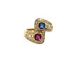 1.75 Ctw in diamonds, Sapphire & Ruby 18k Gold Ring