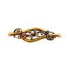 Art Nouveau 18k Gold Pin Brooch with Diamonds
