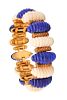 French 1960 Retro Bracelet In 18Kt Gold With 77 Ctw In Lapis And Coral