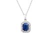 1.91 CTS Certified Diamonds & Blue Sapphire 14k Pendant & Chain