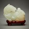 Chinese Pale Jade Horse & Monkey Carving