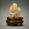 Chinese Pale Russet Jade Monkey Carving