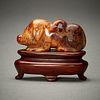 Chinese Carved Jade Pig w/ Stand