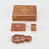 4 19th c. Italian Tooled Leather Jewelry Boxes