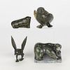 4 Inuit Soapstone Carved Animals