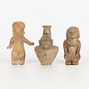 3 Pre-Columbian Style Pottery Figures & Vessel