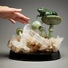 Lyle Sopel Jade Frog w/ Mushrooms & Crystal Quartz