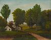 Barton S. Hays Oil Landscape Painting with Houses
