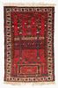 Caucasian Handwoven Wool Prayer Rug 4'2" x 2'9"