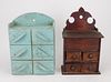2 Folk art miniature wooden chests