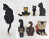 7 Folk art wooden cut outs of cats