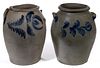 JAMES RIVER, VIRGINIA DECORATED STONEWARE JARS, LOT OF TWO