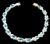 Stunning & Bright! 14k Gold Sculpted Link Bracelet with Gorgeous Aquamarine 
