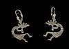 .925 Sterling Silver Kokopelli Dangling Earrings 