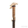 Carved "Dove Peace" Whale Ivory and Baleen Cane