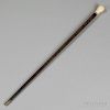 Turned Whale Ivory and Rosewood Cane