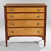 Carved Mahogany and Bird's-eye Maple Veneer-inlaid Chest of Drawers