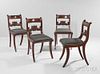 Set of Four Carved Mahogany and Mahogany Veneer Grecian Chairs
