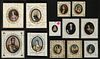 Collection of 19th C Miniature Portraits in Bone Veneer Frames