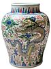 A Chinese Wucai Baluster 'Dragon' Vase, Qing