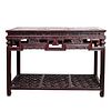 Chinese Hardwood Hongmu Table With Marble Top