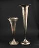 Two Tall Sterling Silver Trumpet Vases