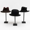 Two Lock & Co. Derby Hats and Black Bowler