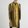Gianni Versace Gold Figured Silk Single Breasted Metallic Coat