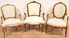 3 Carved Wood Fauteuils 