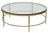 CONTEMPORARY GLASS TOP GILT METAL COCKTAIL TABLE
