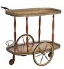 ITALIAN FLORAL MARQUETRY TWO-TIER SERVICE CART