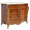 ITALIAN MARBLE TOP MATCHED VENEER COMMODE