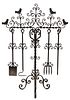 SPANISH WROUGHT IRON FIREPLACE STAND & TOOLS