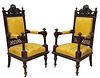 (2) VICTORIAN FIGURAL CARVED UPHOLSTERED ARMCHAIRS
