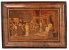 FRAMED MARQUETRY PLAQUE CHRIST BEFORE PILATE