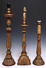 (3) BAROQUE STYLE GILTWOOD TABLE LAMPS, SPAIN