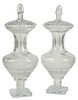 (2) LARGE CUT CRYSTAL VASES & COVERS, 27"H