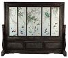 MONUMENTAL CHINESE FIVE PANEL FLOOR SCREEN, 81"H