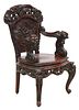 JAPANESE HIGH-RELIEF CARVED HARDWOOD CHAIR, MEIJI