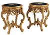 2) REGENCE STYLE GILT TABLES WITH PIETRA DURA TOPS