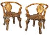 (2) GROTTO STYLE DOLPHIN & SHELL GILT ARMCHAIRS